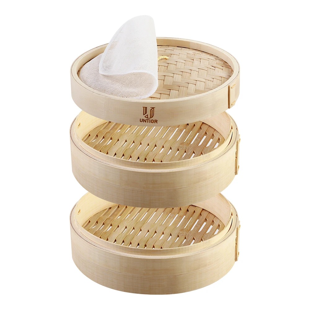 Bao Steamer Bamboo - Bambu vapur sepeti kapaklı hamur vapur