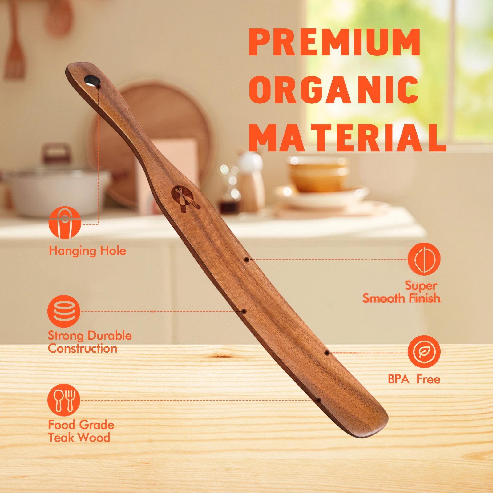 Okonomiyaki Spatula - Ahşap Karıştırma Çubuğu Dar Kavanoz Kazıyıcı