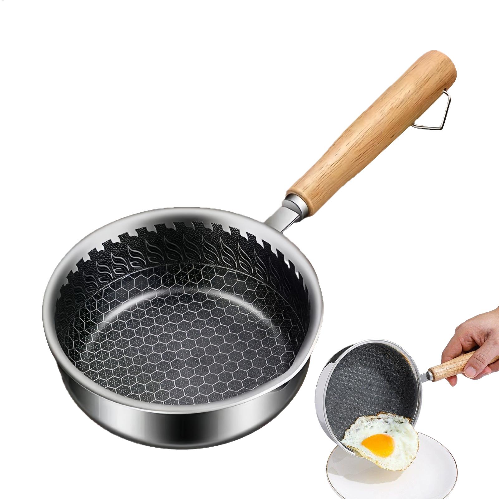Egg Waffle Pan - Yapışmaz Mini Tava Ahşap Saplı Tava