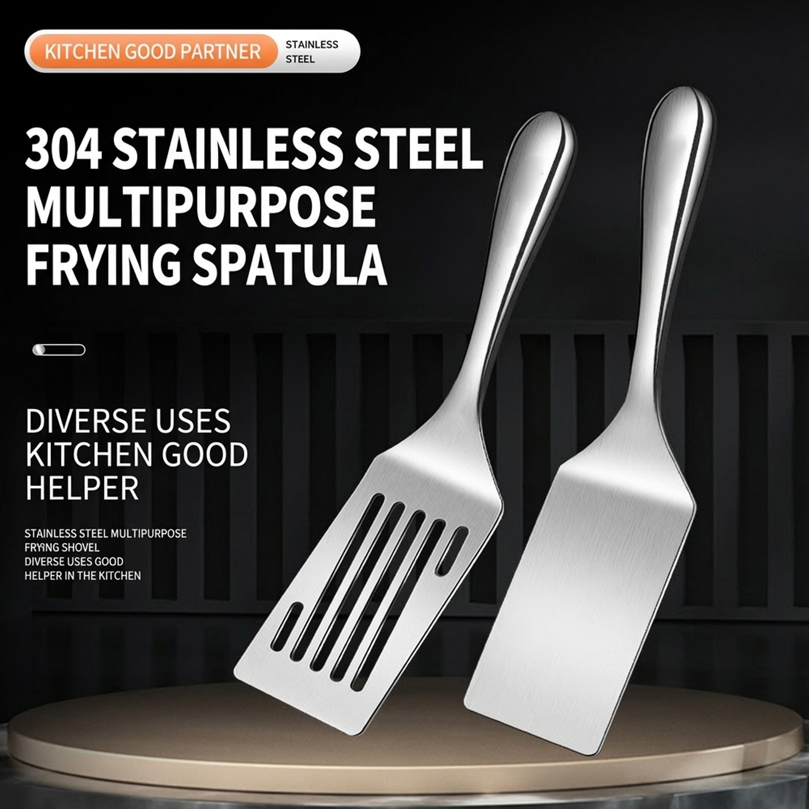 Okonomiyaki Spatula - Paslanmaz Çelik Spatula Kısa Saplı Düz